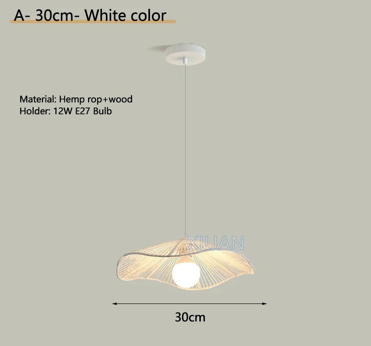 Lustre Wabi-sabi Joséphine Brume en Corde de Chanvre — A Blanc 30cm / 3 Température de couleur