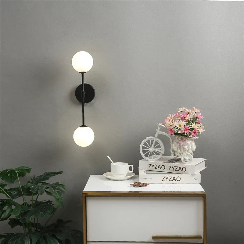 Applique murale — Post-modernes LED applique murale en verre Simple doré avec ampoule G9 nordique créative chambre salon allée lampe de chevet