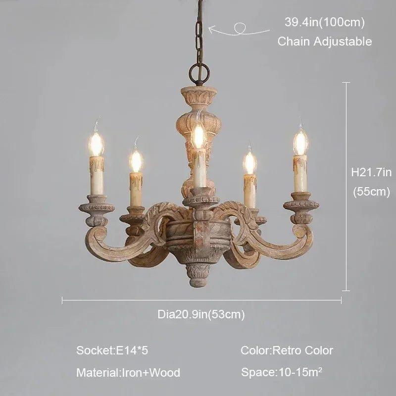 Lustre — Romain en bois sculpté rétro pour décoration élégante