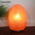 lampe de sel en cristal de l'himalaya avec veilleuse led et base en bois