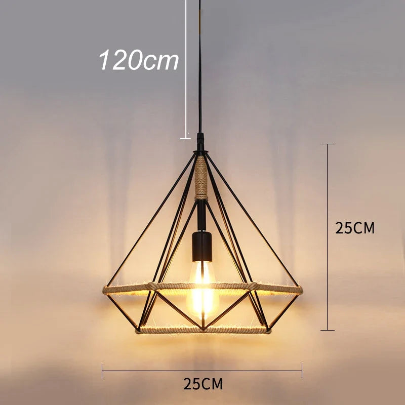 Suspension Vintage Lison Sillage en Corde de Sisal — Style Diamant