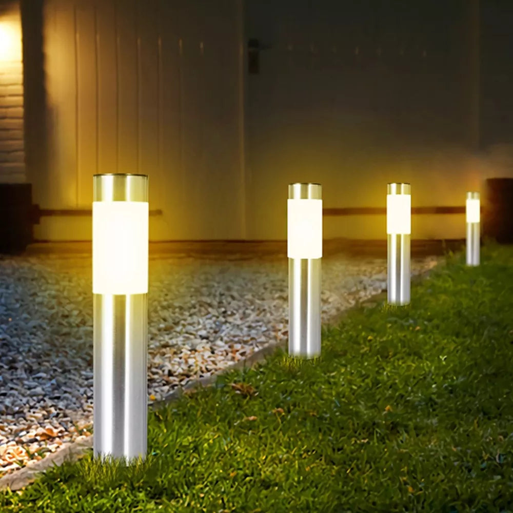 Borne lumineuse solaire LED en acier inoxydable pour jardin et patio, lots de 1, 2 ou 4 – Solviane