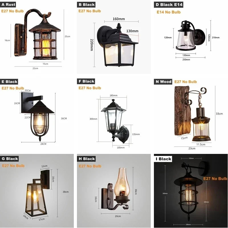 Applique murale — LED rustique en fer vintage pour intérieur et extérieur