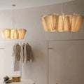 Suspension plissée en lin vintage abat-jour fait main style wabi sabi – Évarine Épure
