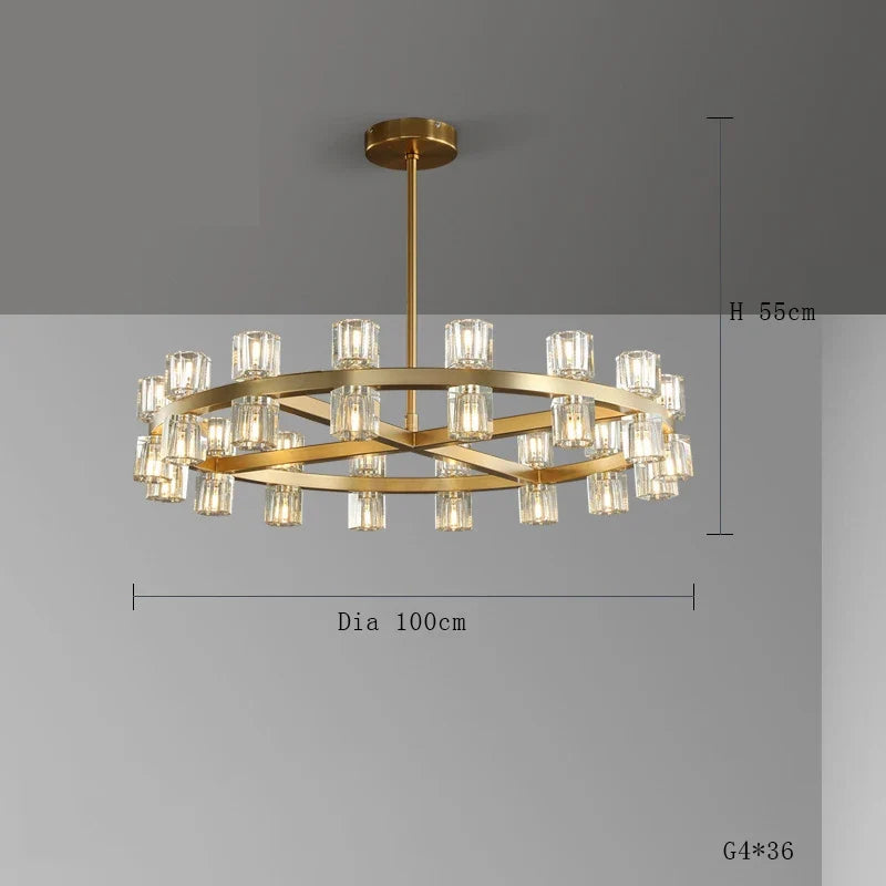 Lustre — Moderne en cuivre LED avec cristaux pour hôtel et foyer