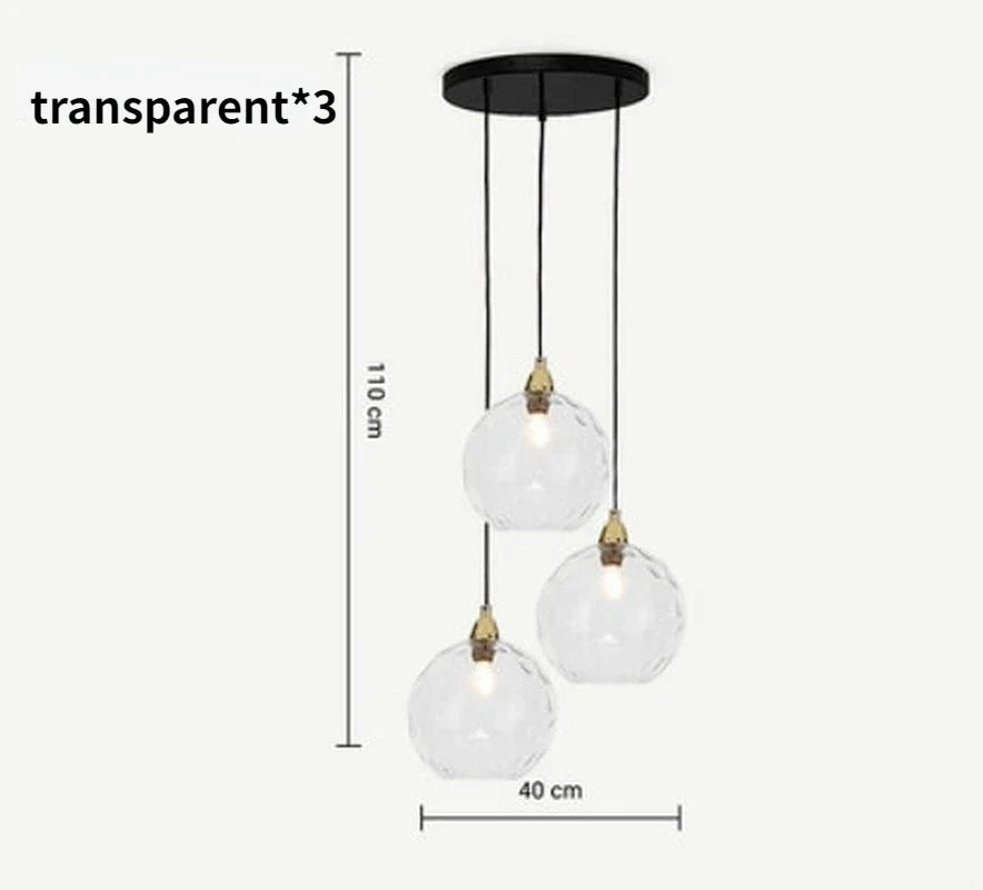 Lustre — Boule de verre coloré nordique lampes suspendues moderne Grain d'eau Restaurant cuisine luminaire suspendu chambre lampe de chevet