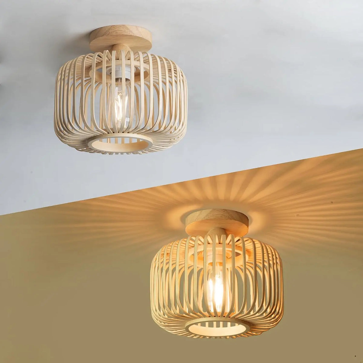 Plafonnier en bambou tricoté à la main pour décoration créative Théa Poème - Matière Végétale & Charme Délicat