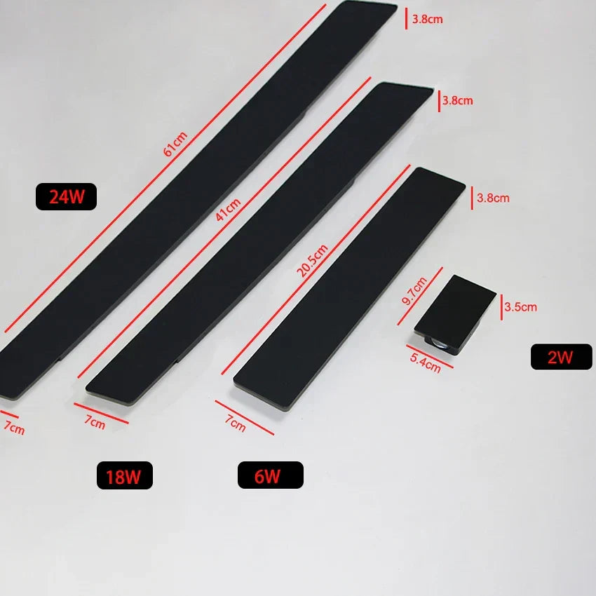 Applique murale — Extérieures imperméables bande aluminium appliques murales 18W LED noir applique chambre extérieur luminaires extérieurs