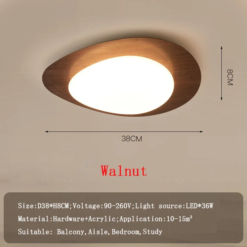 Plafonnier — LED en bois nordique acrylique avec galets noyer