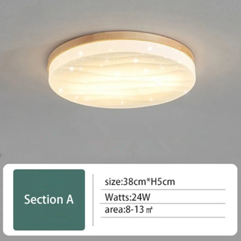 Plafonnier led minimaliste en bois massif pour entrée Naëlle Mirage - Matière Chaleureuse & Lignes Élégantes
