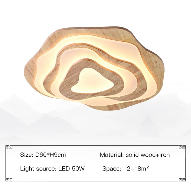 Plafonnier — LED en bois design nordique avec télécommande