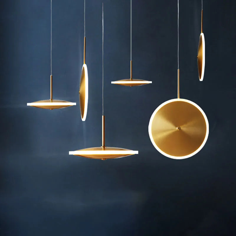 lampe led ronde métal art déco avec fil réglable