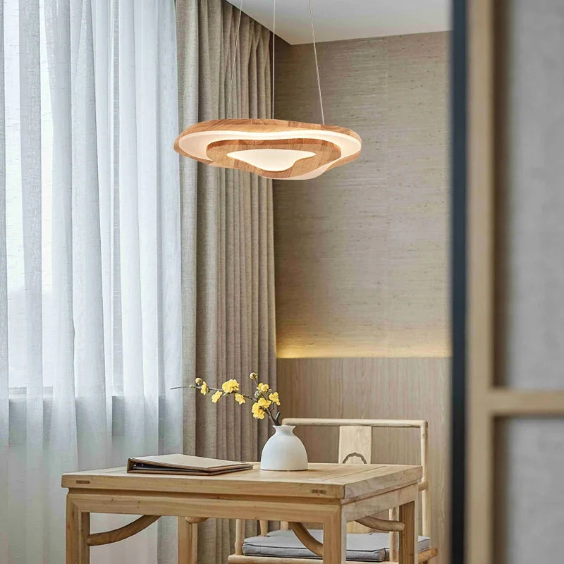 Plafonnier — Chinois Zen en bois nuage acrylique LED