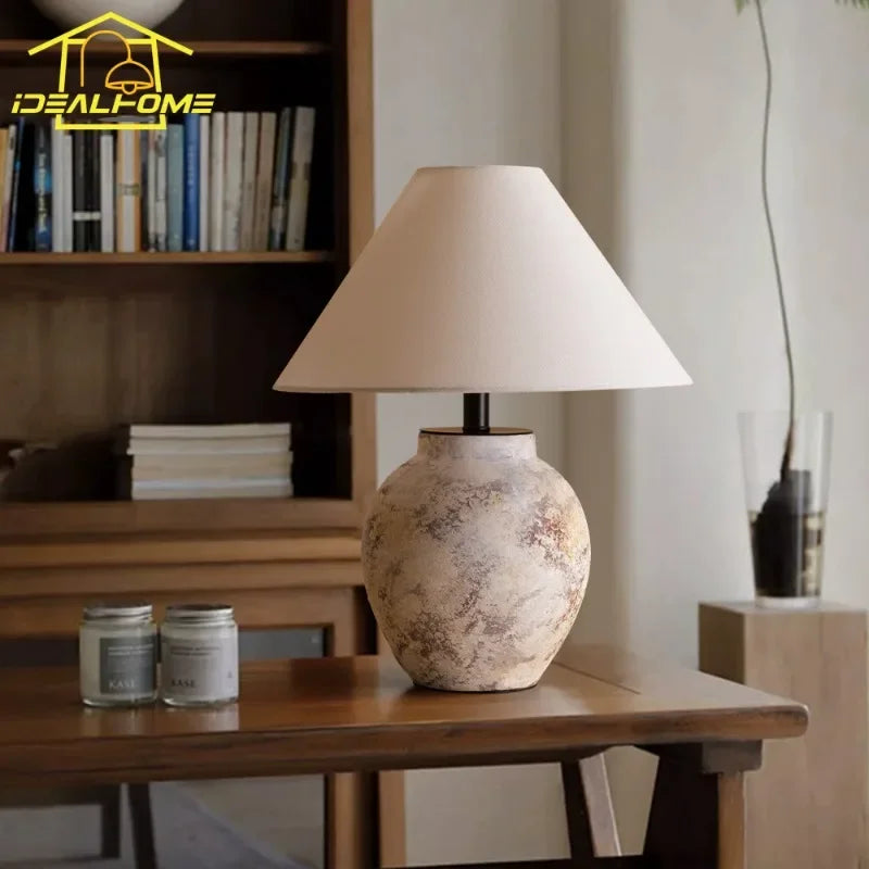 lampe à poser en céramique vintage style wabi-sabi décorative zen