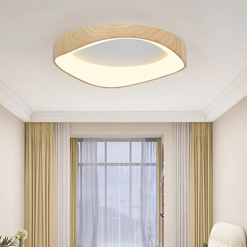 Plafonnier en bois rond avec télécommande pour éclairage intérieur Estelle Nuance - Matière Chaleureuse & Lignes Élégantes