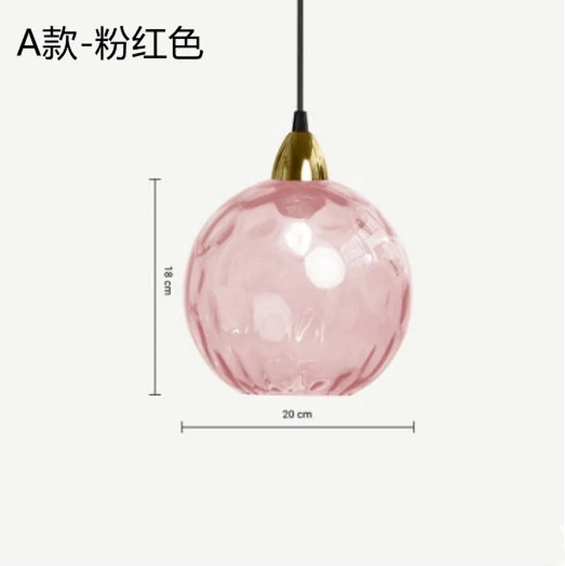Lustre — Boule de verre coloré nordique lampes suspendues moderne Grain d'eau Restaurant cuisine luminaire suspendu chambre lampe de chevet
