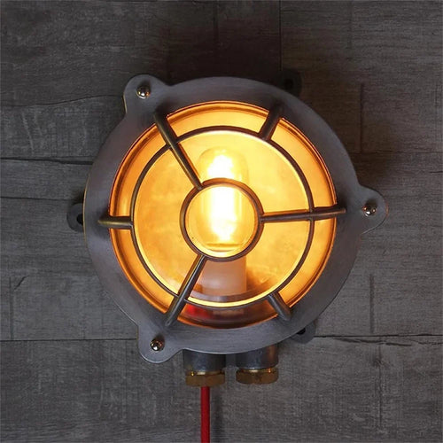 Applique murale — Industrielle vintage éclairage extérieur étanche en fer et verre