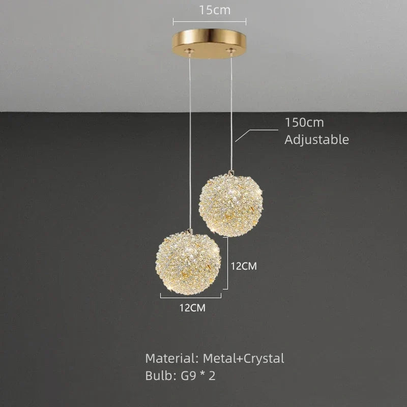 Plafonnier — Moderne en cristal clair et métal doré