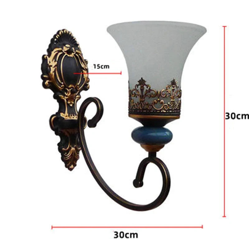 Abat-jour — Vintage en céramique design classique antique avec abat-jour verre