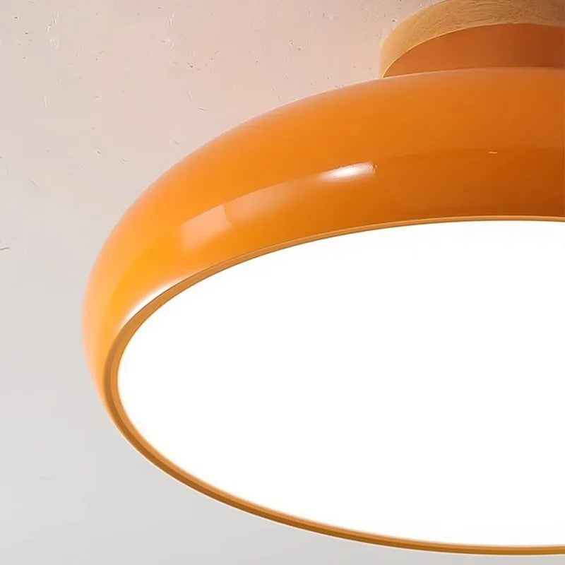 Plafonnier — Vintage LED plafonnier en bois nordique Orange PVC rond Luminaire salon chambre salle à manger couloir intérieur décor Luminaire