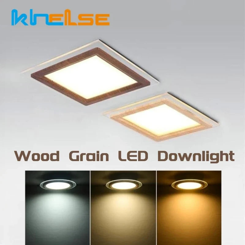 Plafonnier — LED encastré Ultra-mince en Grain de bois