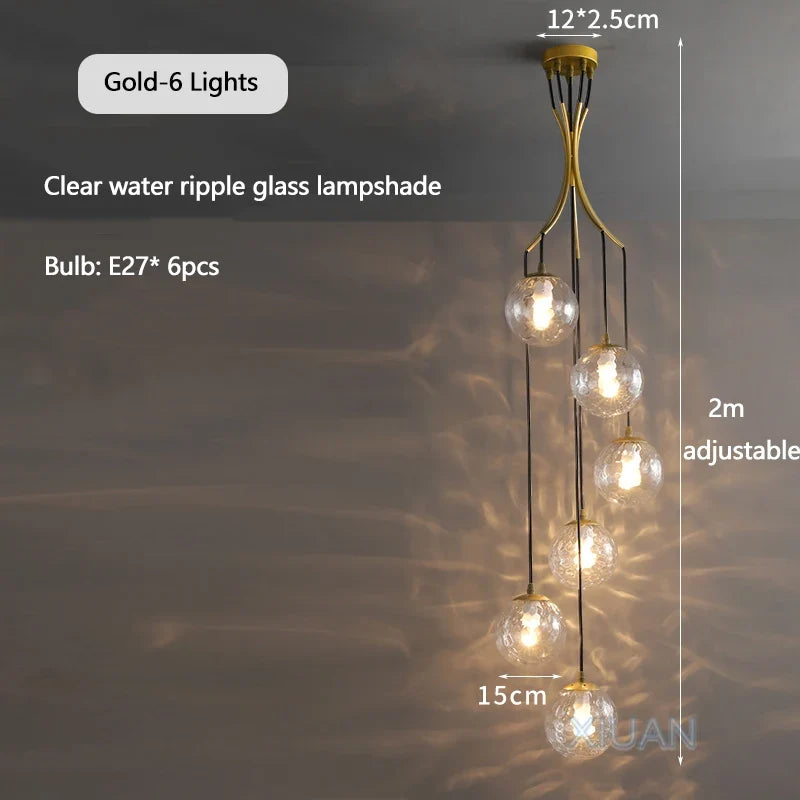Lustre — Nordique avec lampes de boule en verre laiteux suspendues