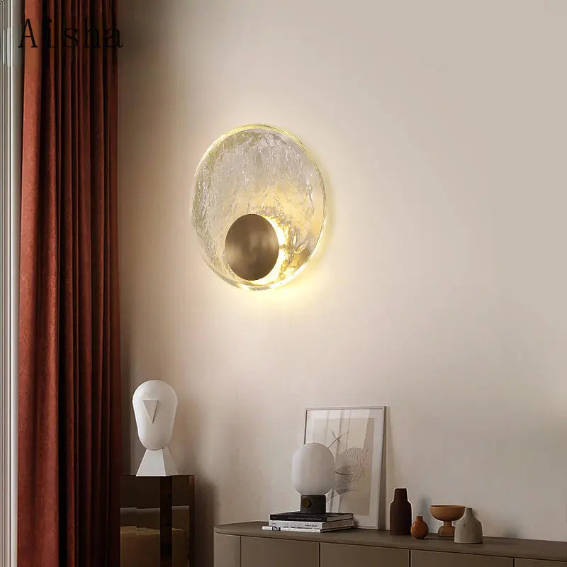 Applique murale — Luxe en cuivre et cristal élégante pour intérieur et extérieur