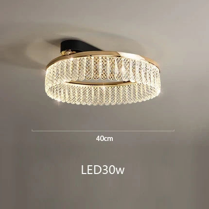 Lustre — LED en cristal losange rond à plusieurs anneaux luxueux