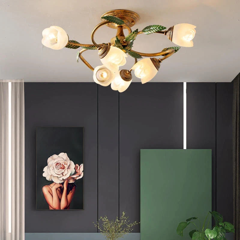 Plafonnier — LED blanc fleur campagne française déco intérieur Villa salon couloir style américain