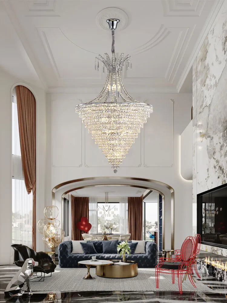Lustre — En cristal chrome pour éclairage intérieur élégant