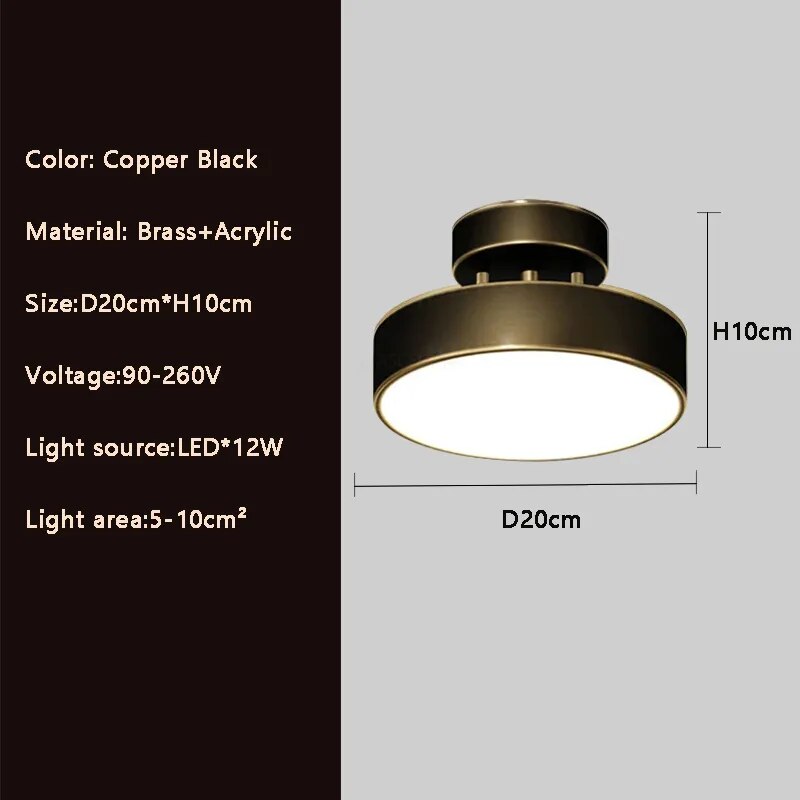 Plafonnier cuivre led simple rond vestiaire Zita Perspective - Des Reflets pour Souligner le Décor