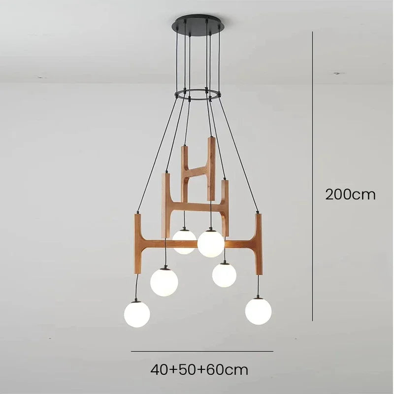 Suspension — Italien Porada ASTRA Suspension En Bois Lumière Rétro Multi Tête Minimaliste Restaurant Salon Lustre LED Intérieur Decora Lampe