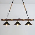 Lustre Industriel Constance Brume en Corde de Chanvre et Bois — Trois têtes sans ampoule