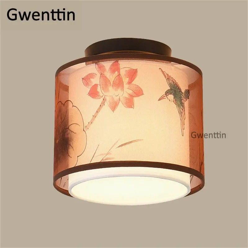 Plafonnier — Vintage en lin style chinois pour décoration intérieure