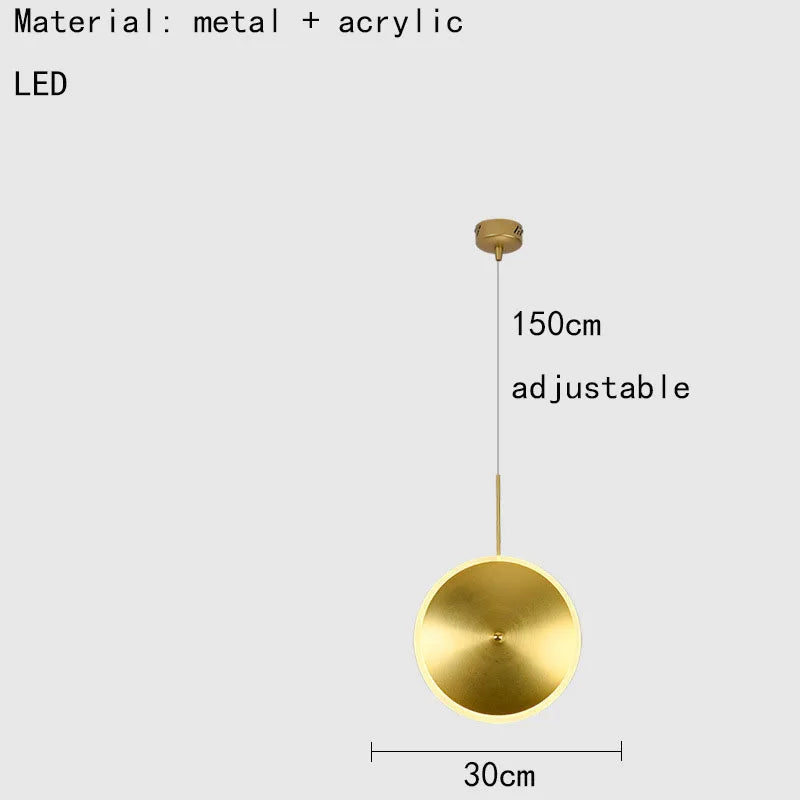 lampe led ronde métal art déco avec fil réglable