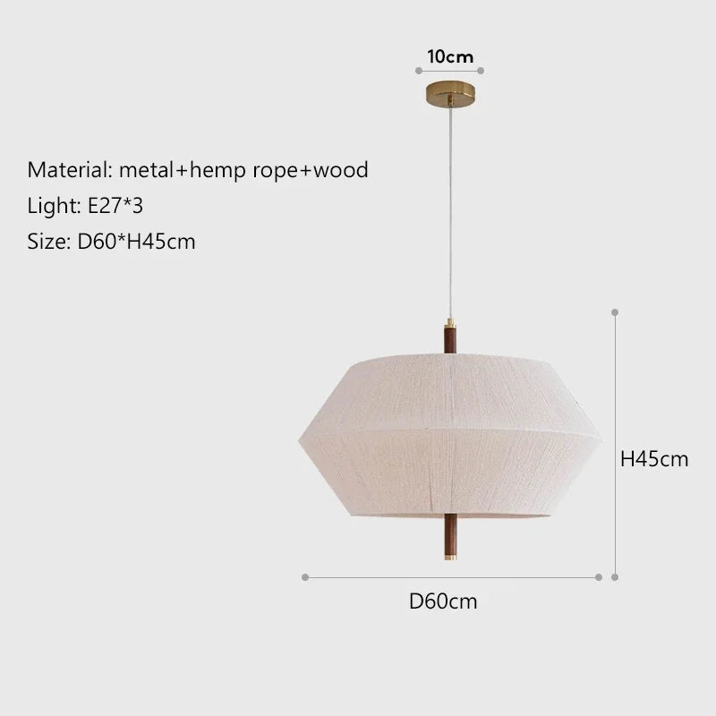 Suspension Vintage Lison Brume en Corde de Chanvre et Rotin — D60cm / 100-220v / Lumière 3 couleurs ; D60cm / 100-220v / Lumière froide ; D60cm / 100-220v / Lumière chaude