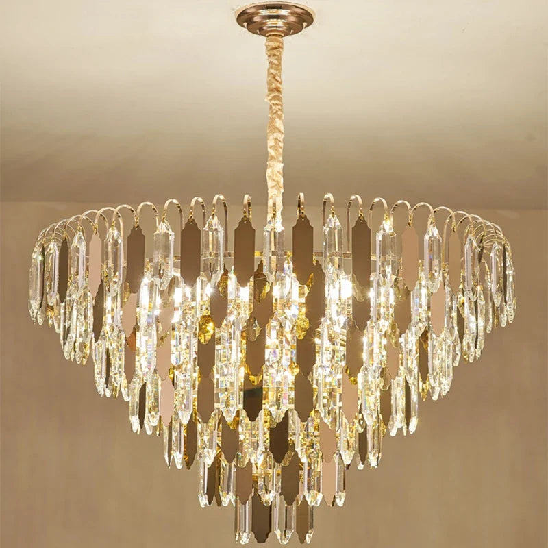 Lustre — Moderne en cristal doré à LED design élégant pour intérieur