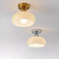 Plafonnier — LED en verre nordique rétro crème décor lampe or E27 éclairage pour allée couloir salon luminaires d'intérieur Lustre