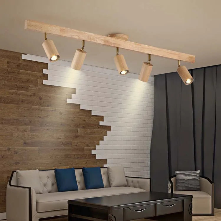 Plafonnier en bois avec projecteur rotatif réglable décoratif Orson Sonate - Une Présence Naturelle Apaisante