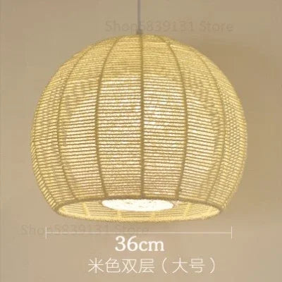 Suspension Naturelle Maëlle Brume en Corde de Chanvre et Métal — Beige grand 2
