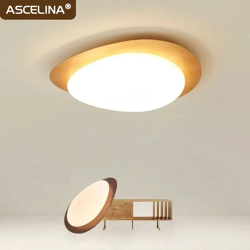 Plafonnier — LED en bois nordique acrylique avec galets noyer
