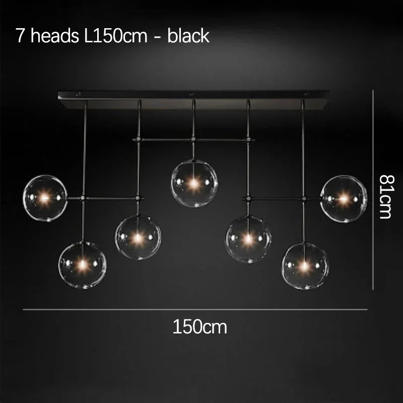 Suspension — SANDYHA Art moderne boule de verre lustres Design nordique noir or lampe à LED pour salon chambre décor à la maison suspension