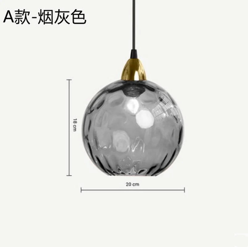 Lustre — Boule de verre coloré nordique lampes suspendues moderne Grain d'eau Restaurant cuisine luminaire suspendu chambre lampe de chevet