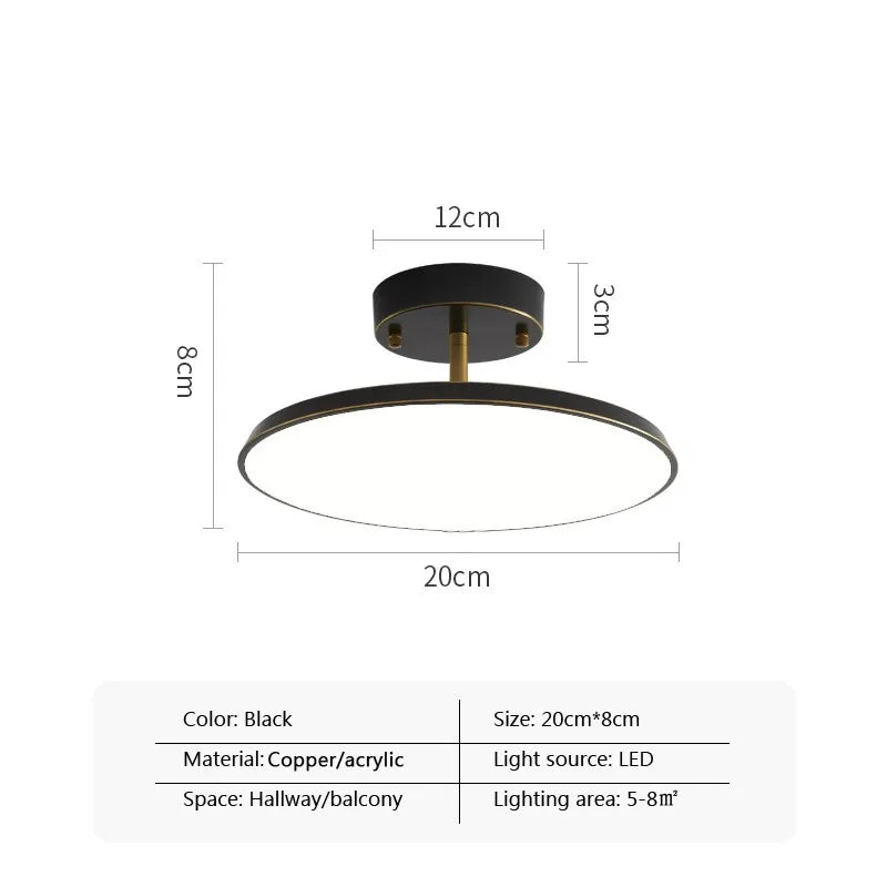 Plafonnier — LED minimaliste or noir cuivre chambre salon hall couloir