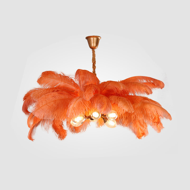 O'Moore Suspension Fleur Moderne, Cuivre/Plume, 8 Couleur, Salon - Neutralighting