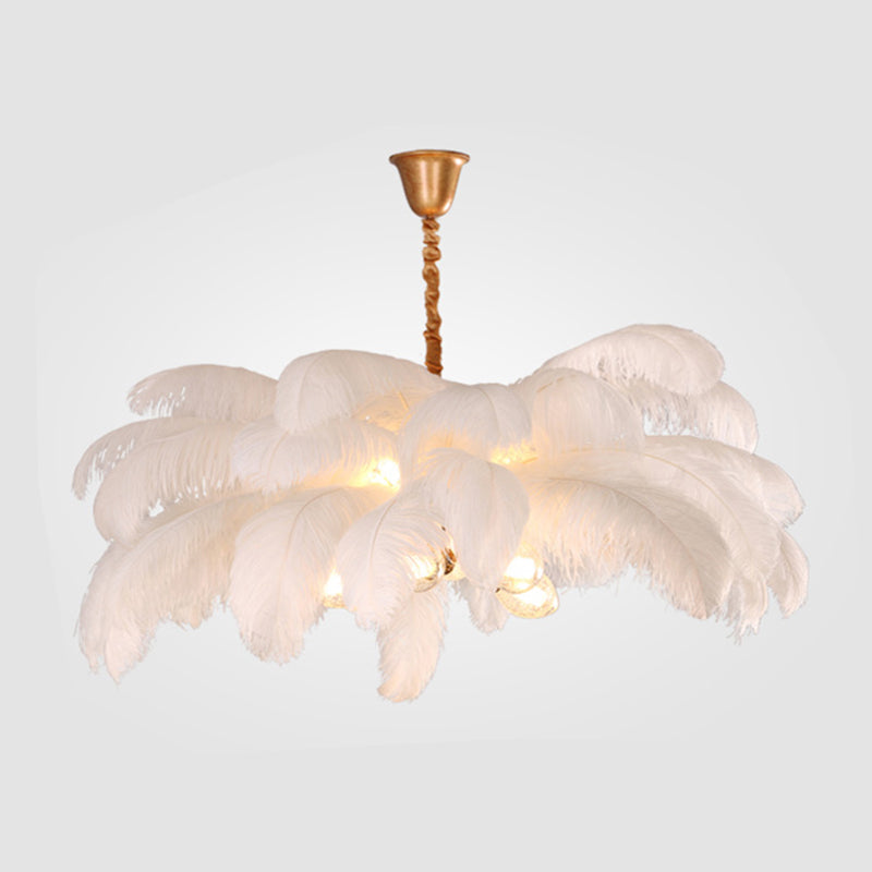O'Moore Suspension Fleur Moderne, Cuivre/Plume, 8 Couleur, Salon - Neutralighting