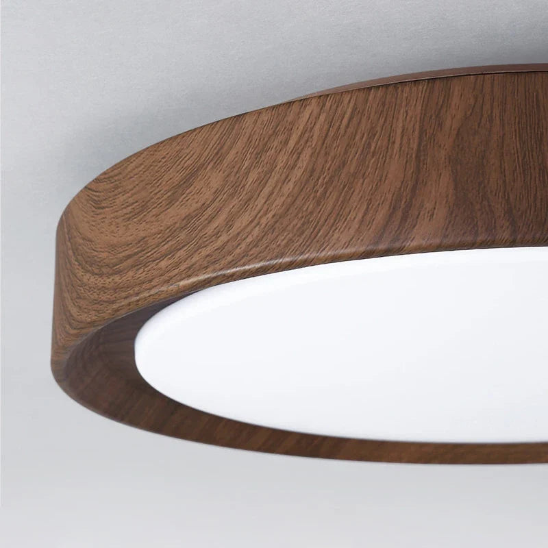 lampe circulaire simple style nordique grain de bois éclairage entrée balcon porche