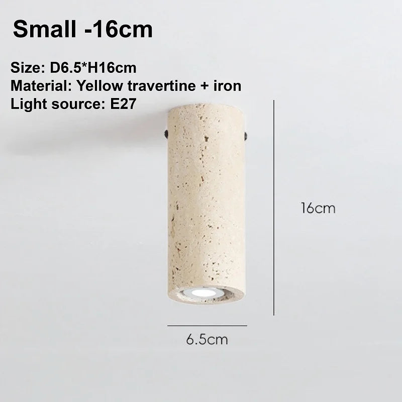 Plafonnier — Style Wabi-Sabi Style travertin jaune plafonnier cylindrique moderne minimaliste entrée allée lampe créative B & B rétro lampes