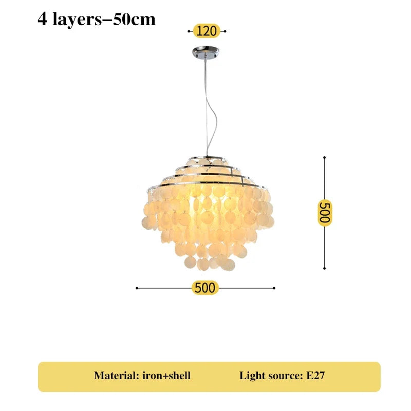 Lustre — En coquillage romantique avec carillon éolien style nordique décoratif