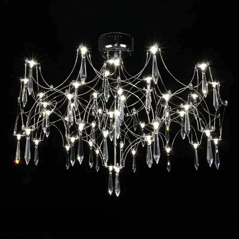 Lustre — Post-moderne cube de lumière en cristal acier inoxydable LED